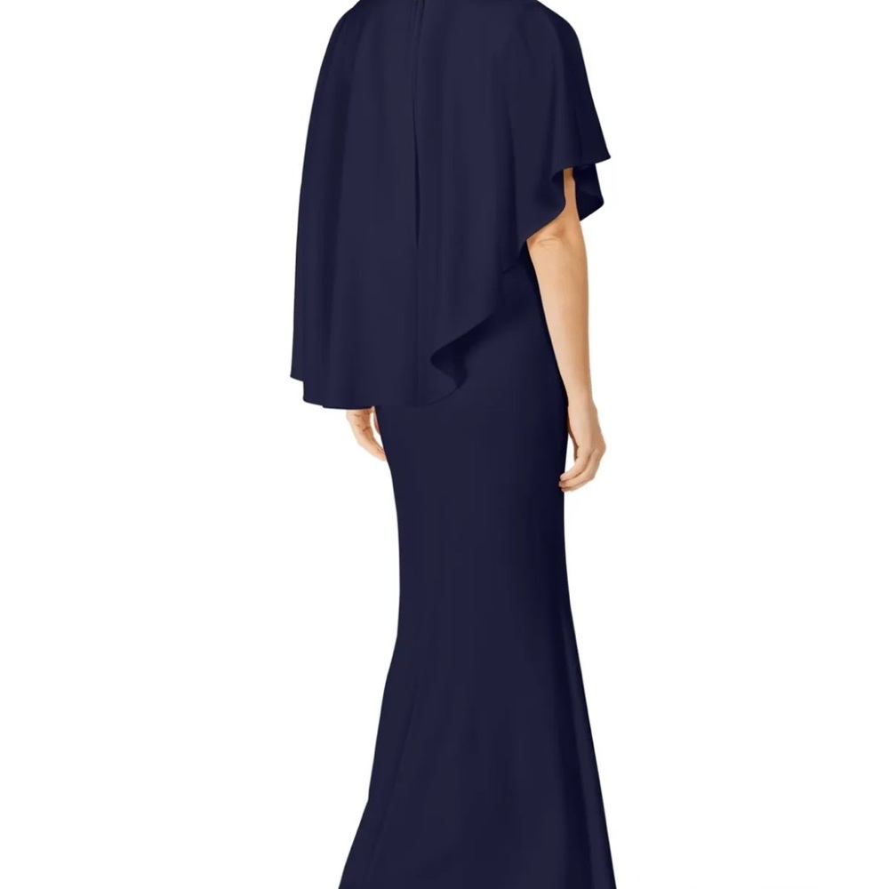 CALVIN KLEIN Womens Navy
Sleeveless Cowl Neck Full-Length
Formal Sheath Dress - Picture 2 of 2
